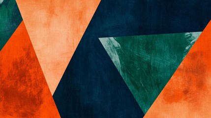 Abstract Geometric Shapes, Orange Blue Green Patterns, Modern Art Design