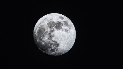 Obraz premium Full Moon in Night Sky, Celestial View, Space Photography, Perfect for Astronomy Background, Educational Use