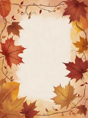 Fototapeta premium Minimal fall-themed backdrop with soft blurred foliage accents and an empty center