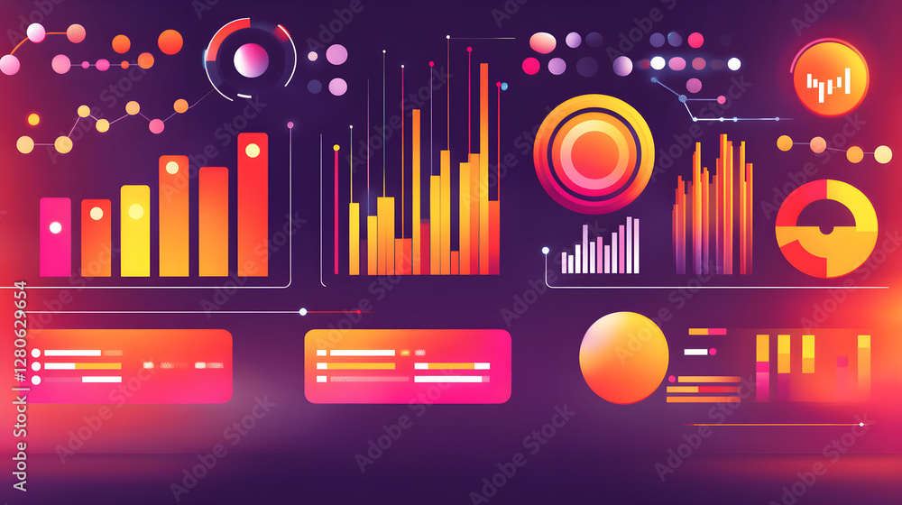 Poster visualizing data trends business analytics insights digital environment infographic design modern vi