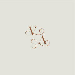 initial with thin line VA monogram wedding style logo concept letter contemporary modern curvy