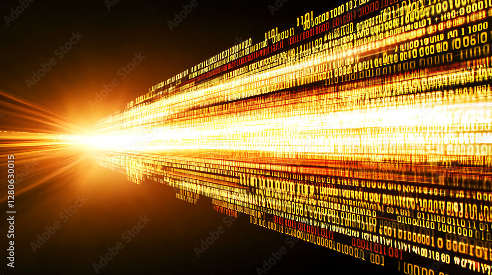 Poster dynamic data transmission digital realm abstract visuals high-tech environment futuristic viewpoint 