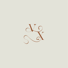 initial with thin line VX monogram wedding style logo concept letter contemporary modern curvy