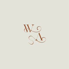 initial with thin line WA monogram wedding style logo concept letter contemporary modern curvy