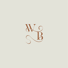 initial with thin line WB monogram wedding style logo concept letter contemporary modern curvy