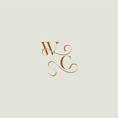 initial with thin line WC monogram wedding style logo concept letter contemporary modern curvy