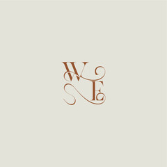 initial with thin line WE monogram wedding style logo concept letter contemporary modern curvy