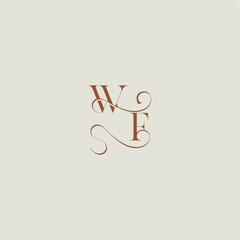 initial with thin line WF monogram wedding style logo concept letter contemporary modern curvy