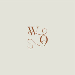 initial with thin line WO monogram wedding style logo concept letter contemporary modern curvy
