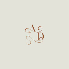monogram wedding style logo concept initial with thin line AD contemporary modern curvy letter