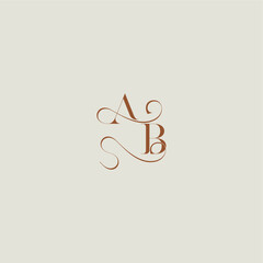 monogram wedding style logo concept initial with thin line AB contemporary modern curvy letter