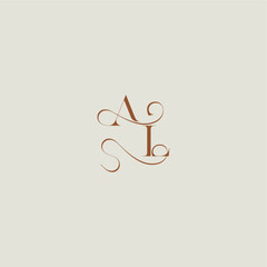 monogram wedding style logo concept initial with thin line AL contemporary modern curvy letter