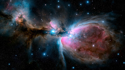 Stunning galaxy with distant stars and vibrant nebula clouds