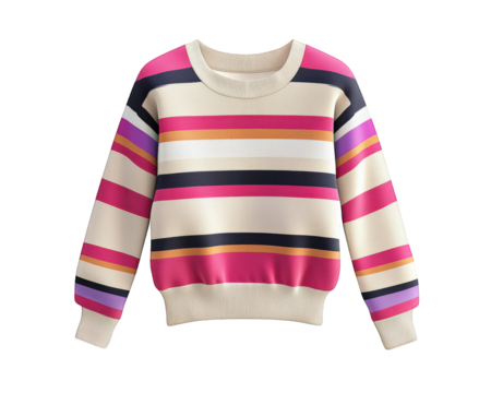 vibrant cropped sweater featuring horizontal stripes in various colors, perfect for stylish and casual look. This 90s inspired design adds playful touch to any outfit