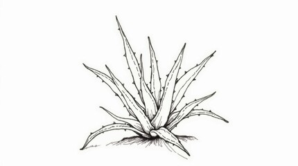 Hand-Drawn Aloe Vera Line Art
