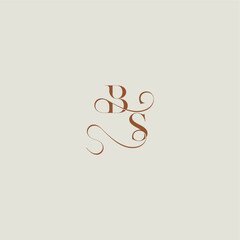 monogram wedding style logo concept initial with thin line BS contemporary modern curvy letter