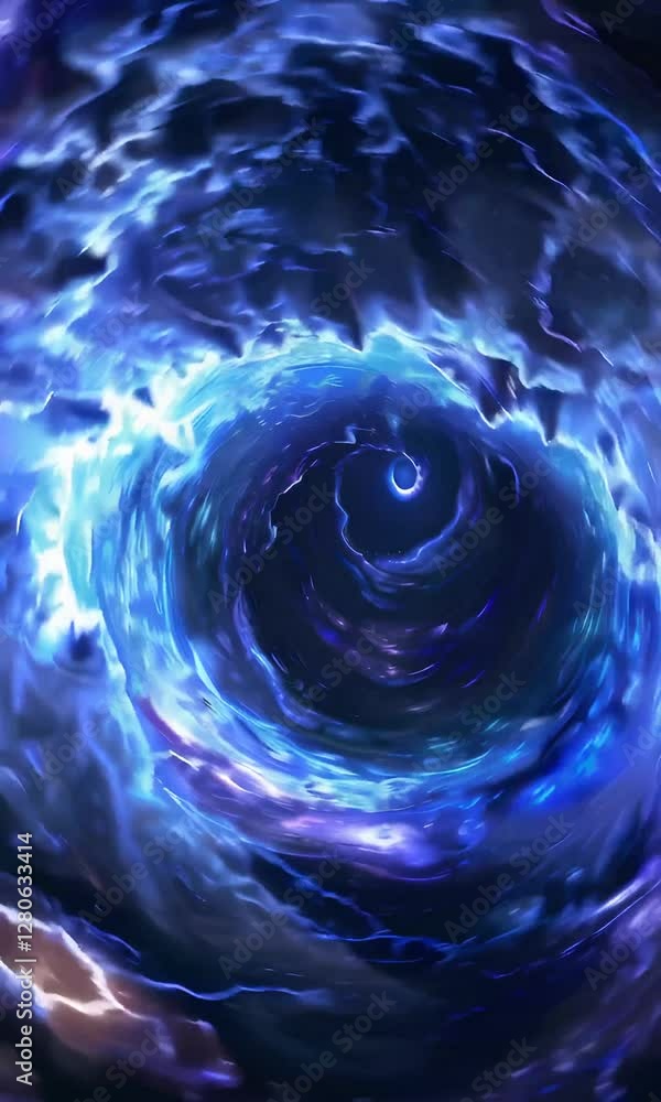 Wall mural dynamic vortex swirling in luminous cosmic clouds with vivid lightning effects