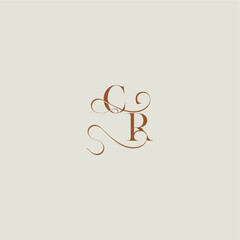 monogram wedding style logo concept initial with thin line CR contemporary modern curvy letter