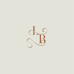 monogram wedding style logo concept initial with thin line LB contemporary modern curvy letter