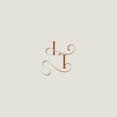 monogram wedding style logo concept initial with thin line LI contemporary modern curvy letter