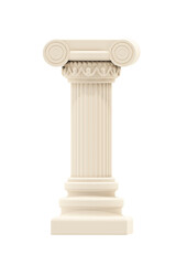 Obraz premium Ancient greek column. 3D render realistic cartoon style. Isolated on transparent background.