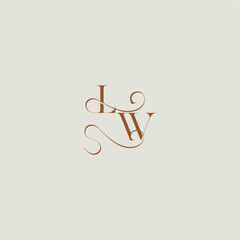 monogram wedding style logo concept initial with thin line LW contemporary modern curvy letter