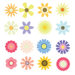 Flower collection vector set, Colorful Flower Botanical Vector Illustration