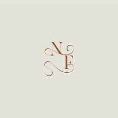 monogram wedding style logo concept initial with thin line NF contemporary modern curvy letter