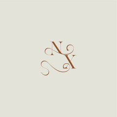monogram wedding style logo concept initial with thin line NX contemporary modern curvy letter