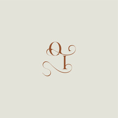monogram wedding style logo concept initial with thin line OI contemporary modern curvy letter