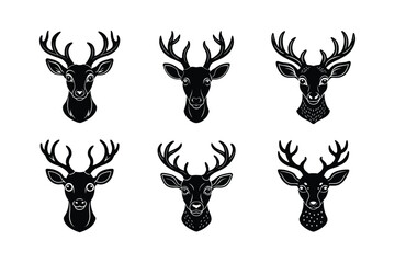 Set of Deer head silhouette vector illustration