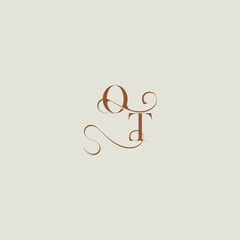 monogram wedding style logo concept initial with thin line OT contemporary modern curvy letter
