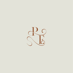 monogram wedding style logo concept initial with thin line PE contemporary modern curvy letter