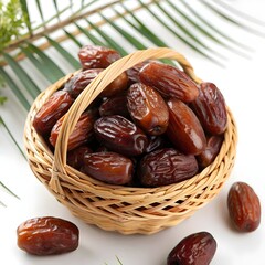 basket with dates symbolizing traditional Ramadan celebratons and healthy