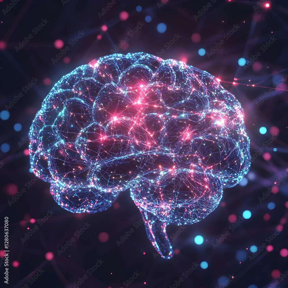 Poster mind's digital canvas: an artistic representation of the human brain, showcasing the intricate conne
