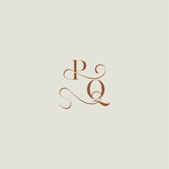 monogram wedding style logo concept initial with thin line PQ contemporary modern curvy letter