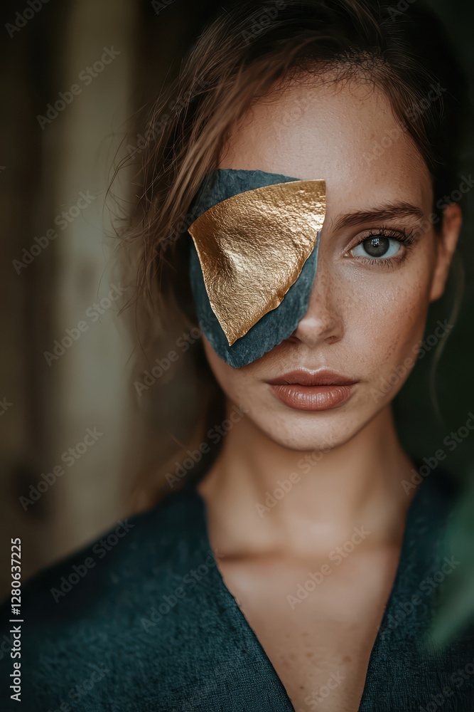 Poster exploring the intersection of art and identity: a captivating portrait highlighting unique beauty wi