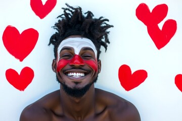 Commercial digital ads conceptual art. Valentine's day greeting from man or for man: extraordinary vivid image of loving black young guy. Love confession. Modern relationship aesthetics.