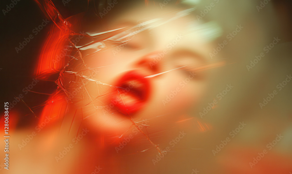 Poster an abstract exploration of emotion through distorted forms and vivid colors, capturing the essence o