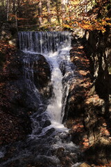 Fototapeta premium Der Lainbach-Wasserfall bei Mittenwald in Bayerischen Alpen