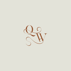 monogram wedding style logo concept initial with thin line QW contemporary modern curvy letter
