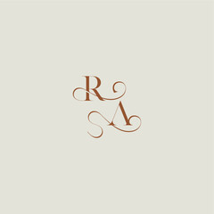 monogram wedding style logo concept initial with thin line RA contemporary modern curvy letter