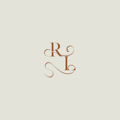 monogram wedding style logo concept initial with thin line RL contemporary modern curvy letter