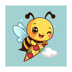 A Colorful cartoon illustration of a Bee Vector