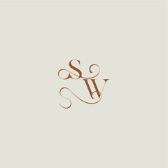 monogram wedding style logo concept initial with thin line SW contemporary modern curvy letter