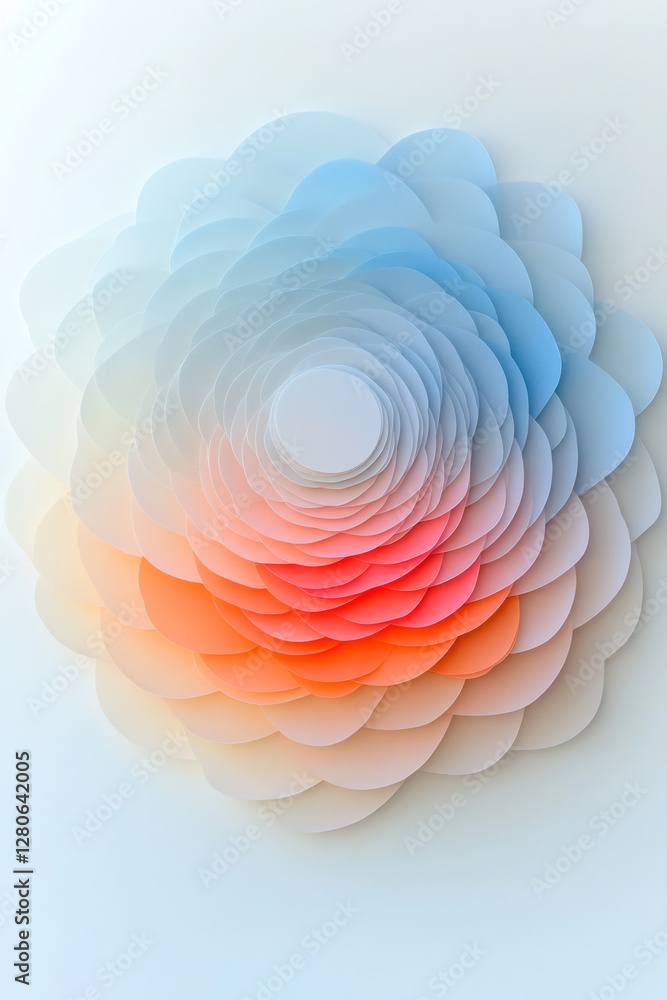Poster multi-layered orb gradually transitioning from pale peach at the outermost ring to vibrant