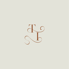 monogram wedding style logo concept initial with thin line TI contemporary modern curvy letter