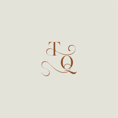 monogram wedding style logo concept initial with thin line TQ contemporary modern curvy letter