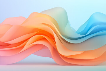 Fototapeta premium Large, curving wave of connected cylinder tops, tinted in warm coral to cool aqua transitions,