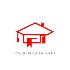 Education Home Real Estate Graduate Degree Housing Logo Design